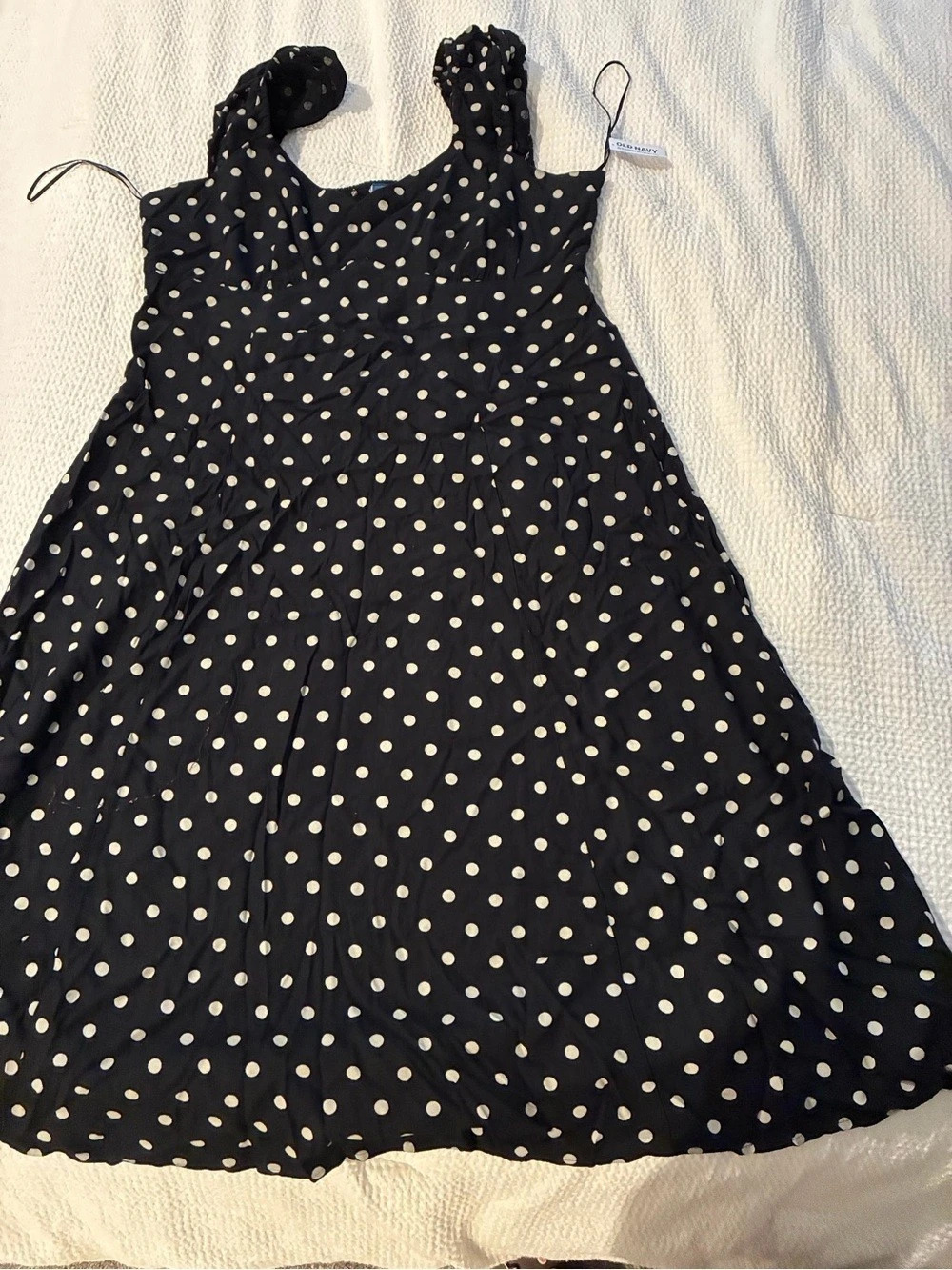 Old Navy Short-Sleeve Fit & Flare Midi Dress Black & White XL NWT